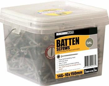 BATTEN SCREW GALV 14g X 150 T17 C3 EACH