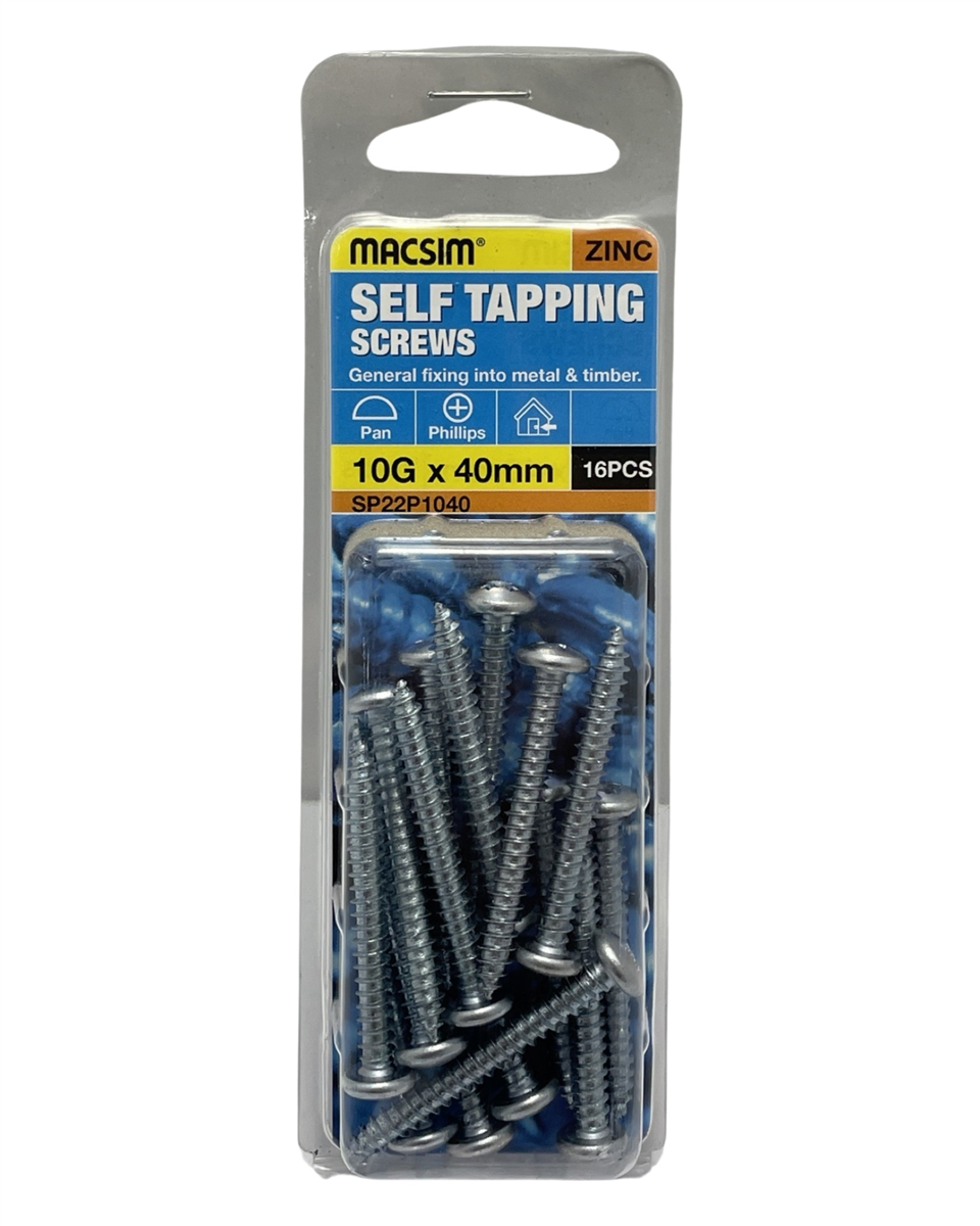 Macsim 10G x 40mm Self Tapping Screws QTY 16