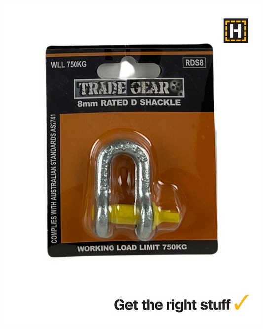 TRADE GEAR 8MM RATED D SHACKLE(5/16") 750kg