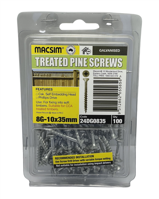 Macsim 8G-10 X 35mmTreated Pine Screws C3 QTY 100