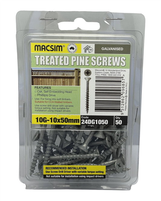 Macsim 10G-10 X 57mmTreated Pine Screws C3 QTY 50
