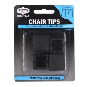 TIP CHAIR SQ INTERNAL BLACK 25MM PK5