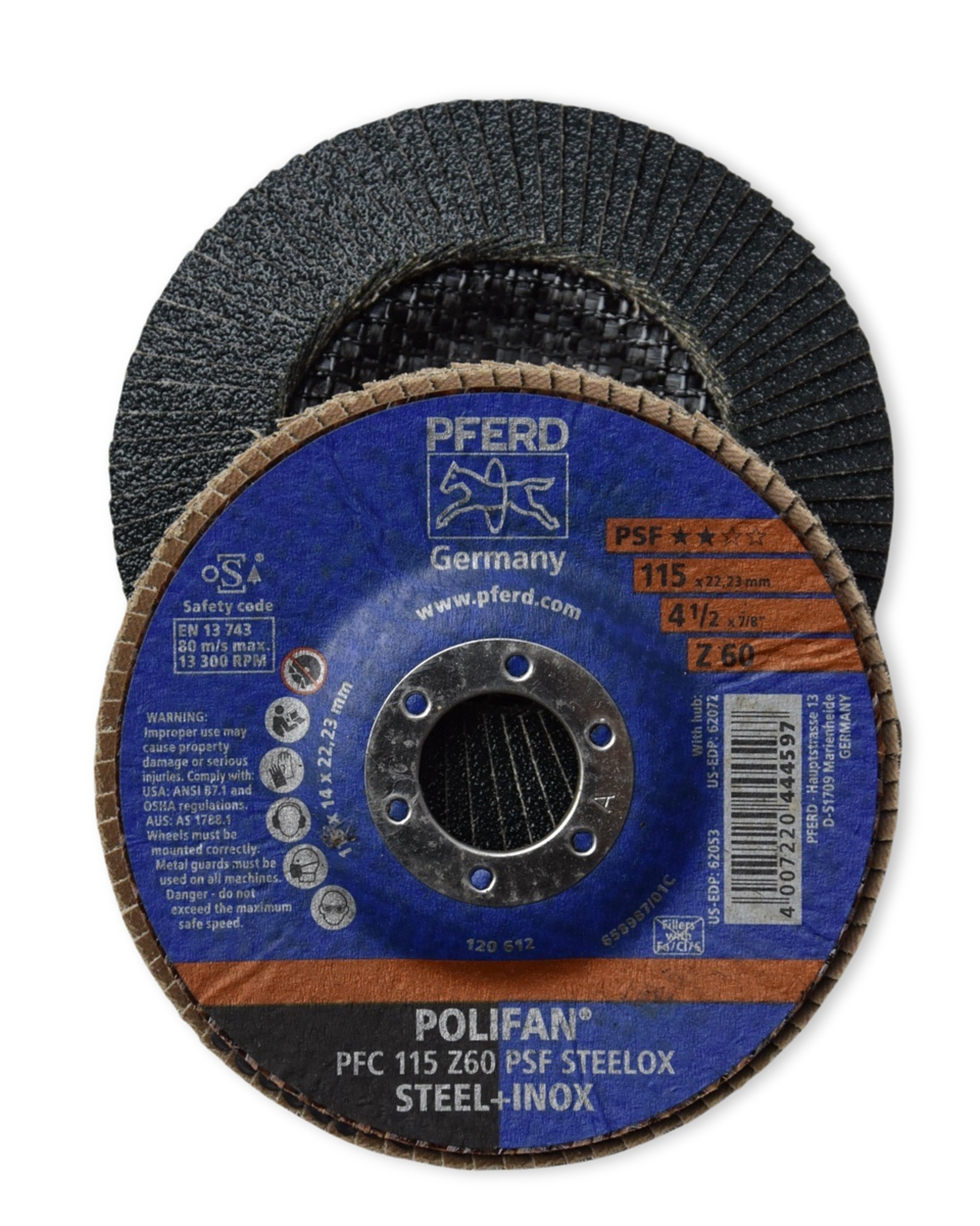 PFERD POLIFAN FLAP DISC 115mm 60 GRIT