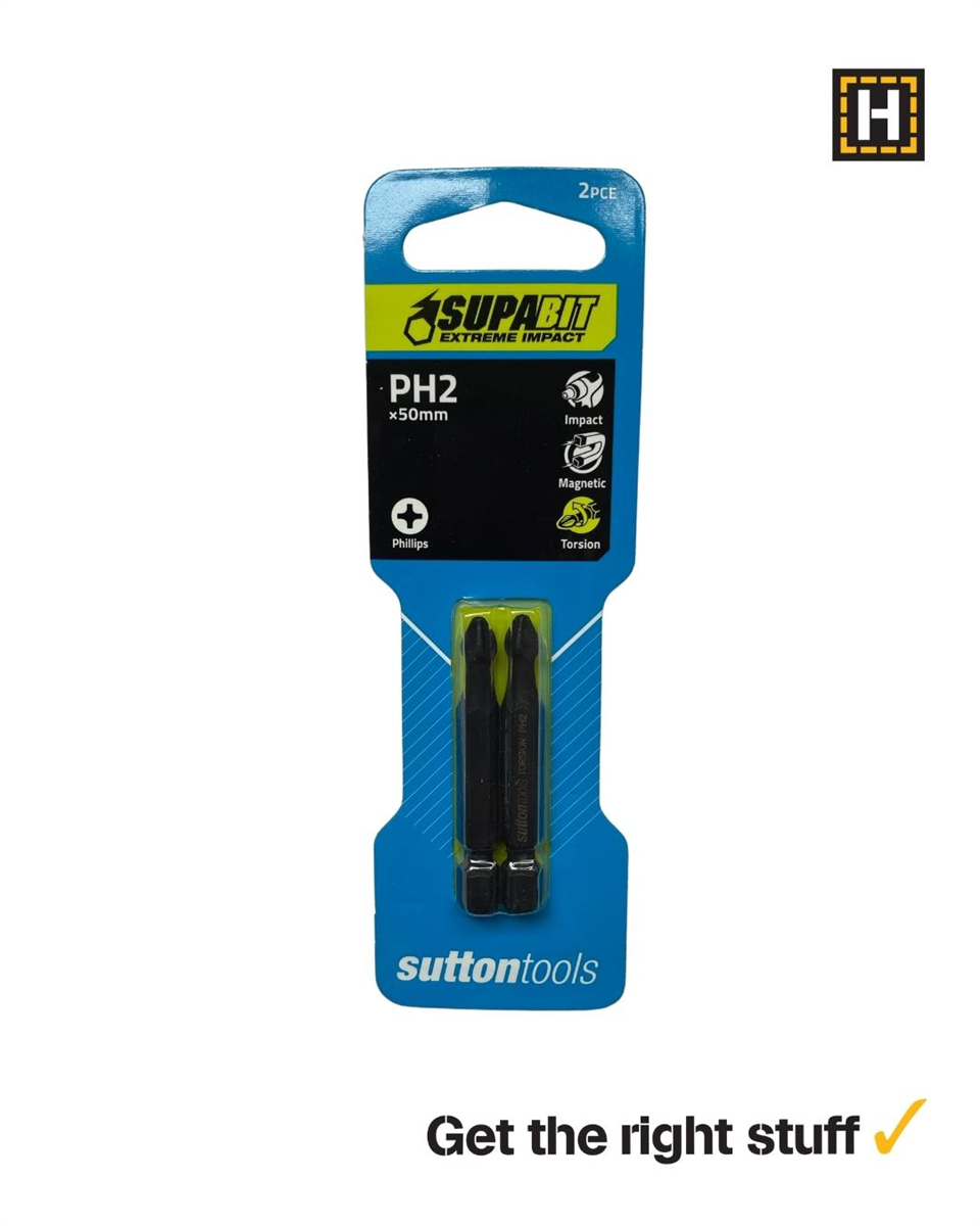 SCREWDRIVER BIT S150 PHILLIPS PH2 50MM POWER 2PK SUPABIT