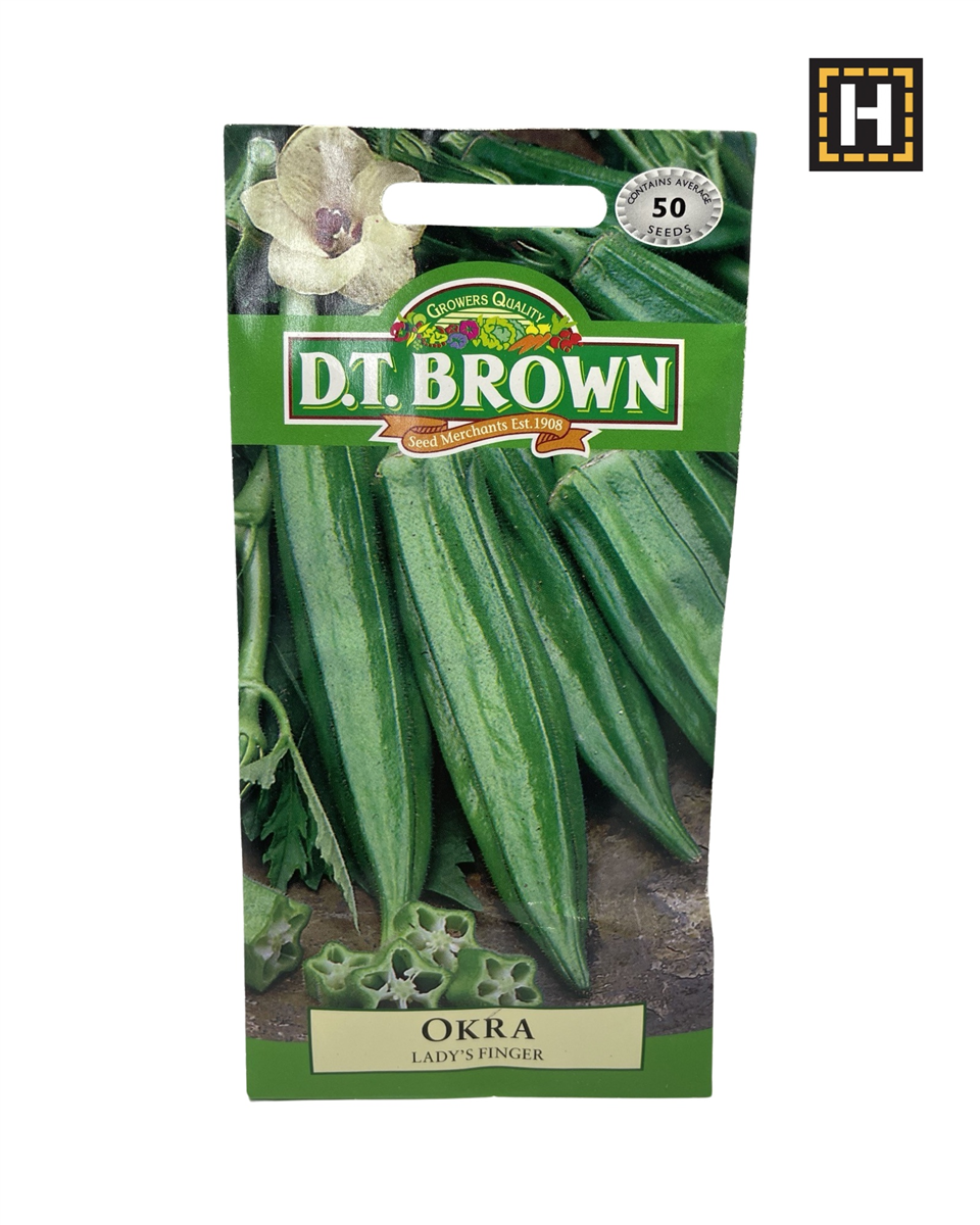 D.T. Brown Seeds - Okra Lady's Finger - 50 Seed Pack