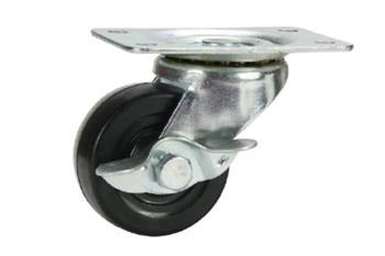 CASTOR 63 mm BLACK RUBBER SWIVEL WITH BRAKE