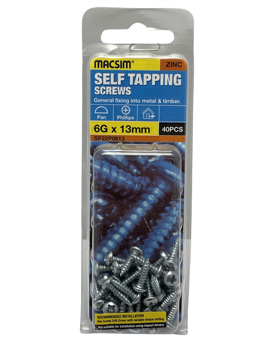 Macsim 6G x 13mm Self Tapping Screws QTY 40
