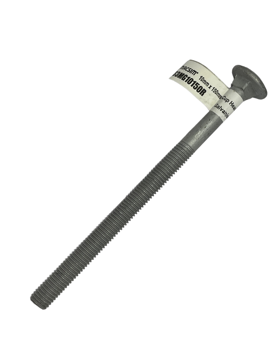 Macsim 10mm x 150 mm Cup Head BOLT & NUT Galvanised