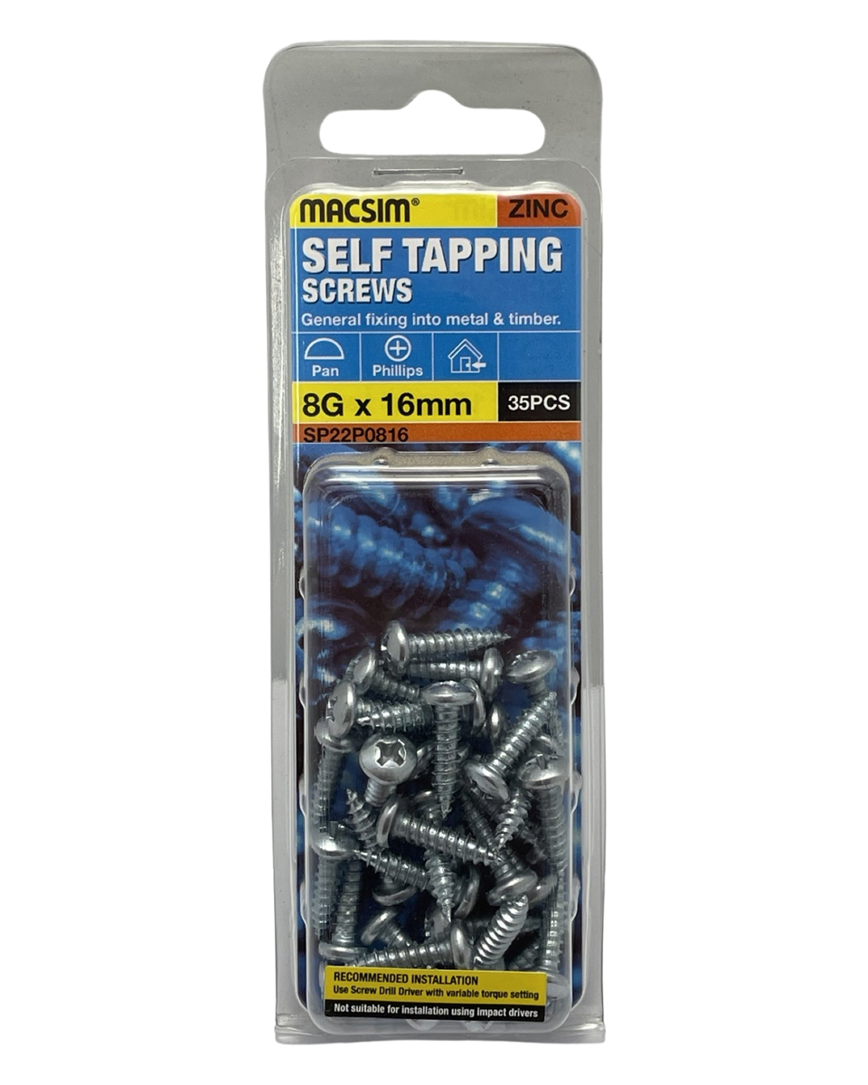Macsim 8G x 16mm Self Tapping Screws QTY 35