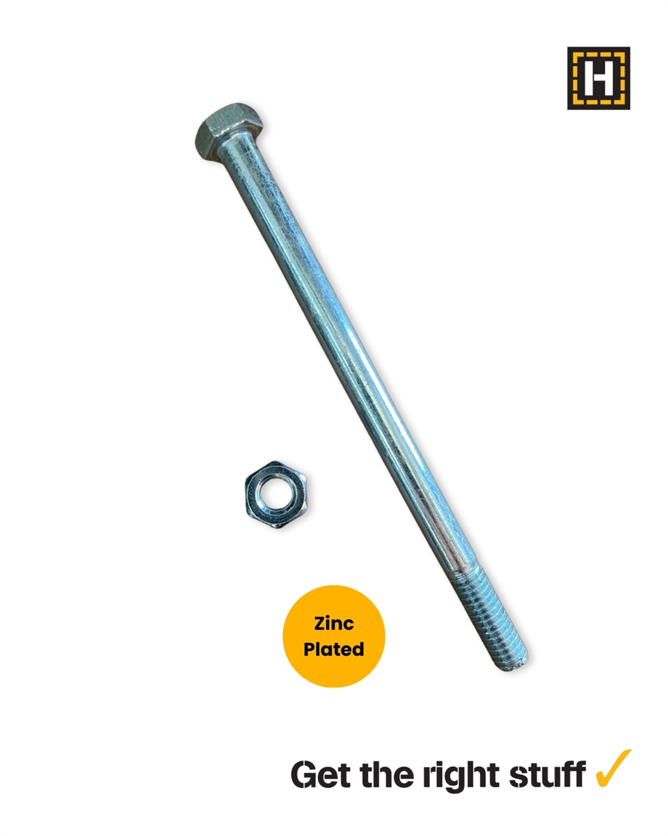 Macsim 5/16 x 4 1/2 HEX BOLT & NUT Zinc Plated