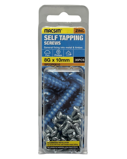 Macsim 8G x 10mm Self Tapping Screws QTY 35