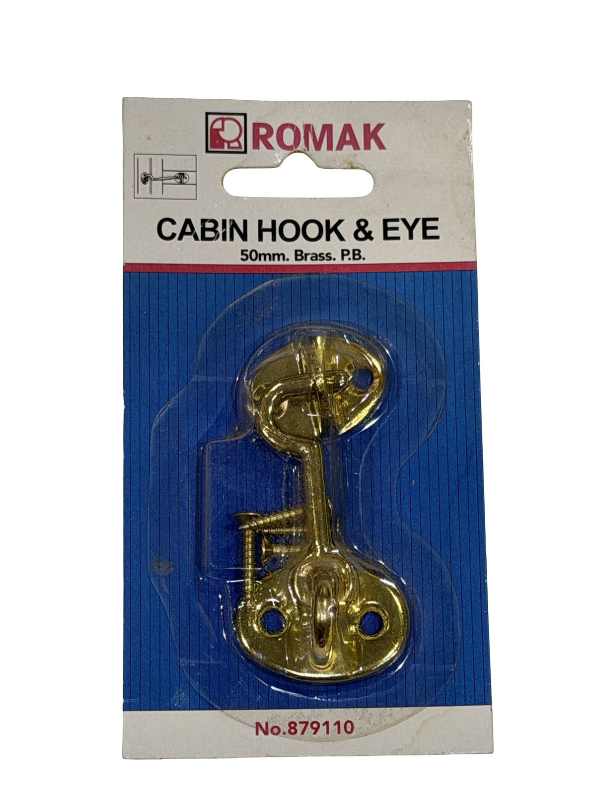 CABIN HOOK & EYES BRASS POLISHED 50MM