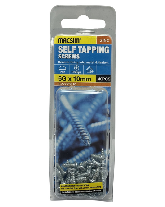 Macsim 6G x 10mm Self Tapping Screws QTY 40