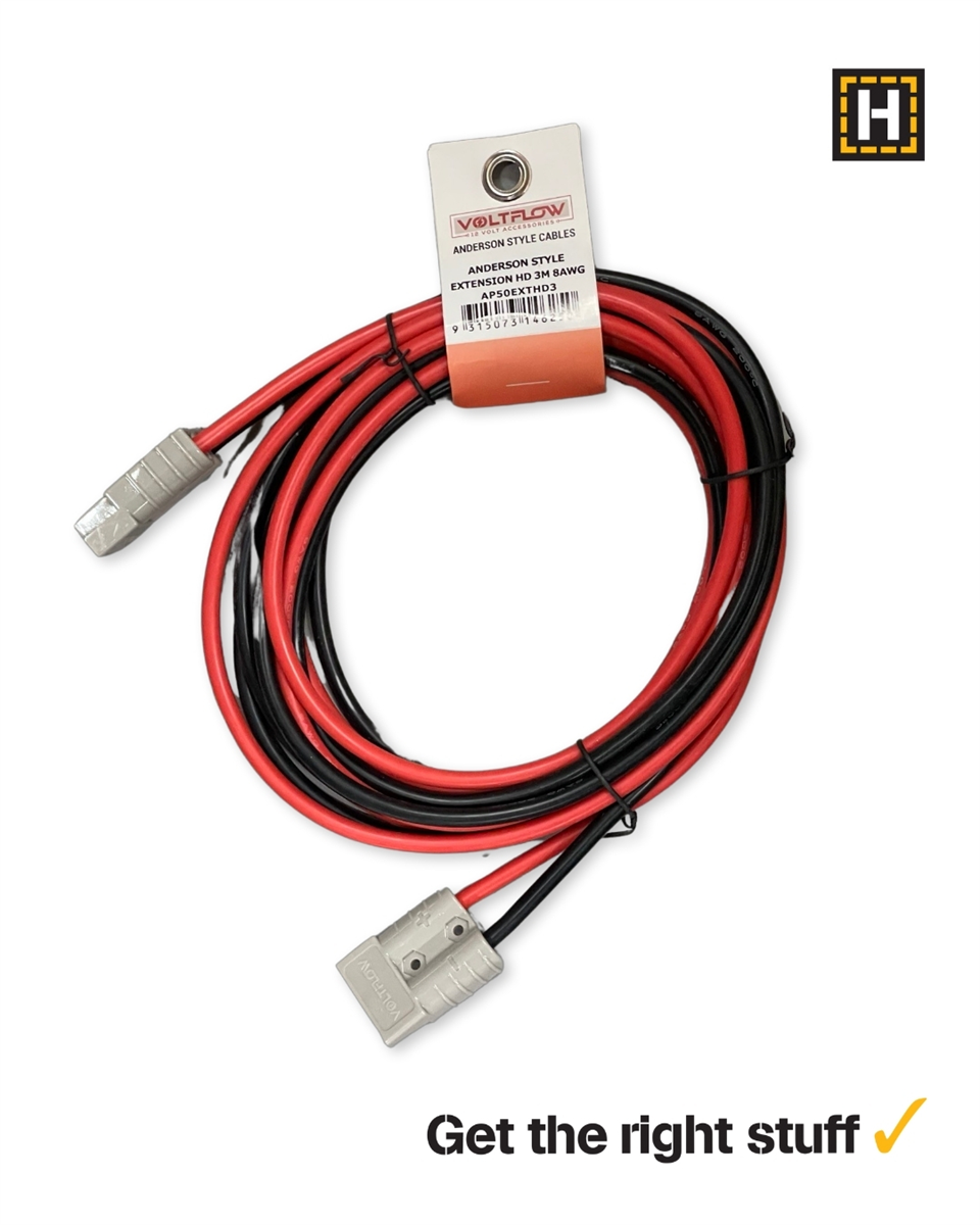 Voltflow Anderson Style Connector 50A Heavy Duty Extension 3 Metre