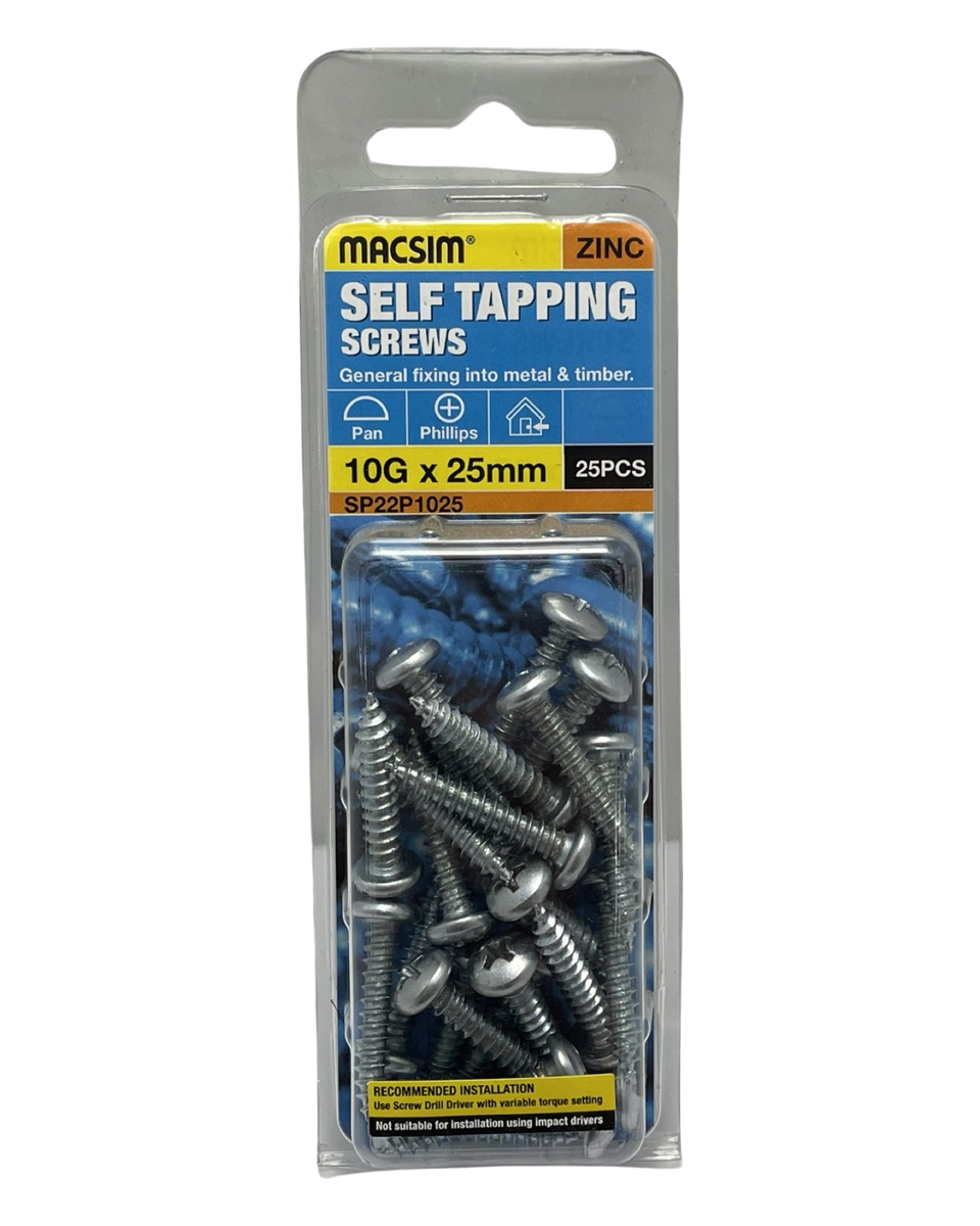 Macsim 10G x 25mm Self Tapping Screws QTY 30