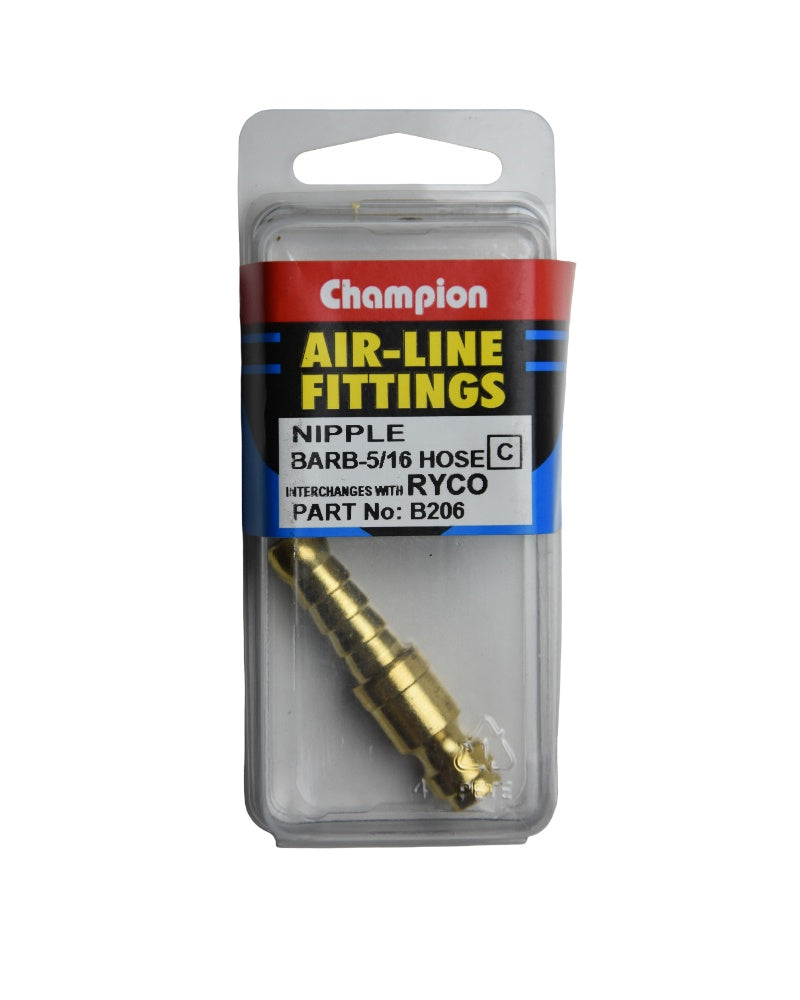 Champion Air Hose Nipple 5/16 Barb Ryco Style