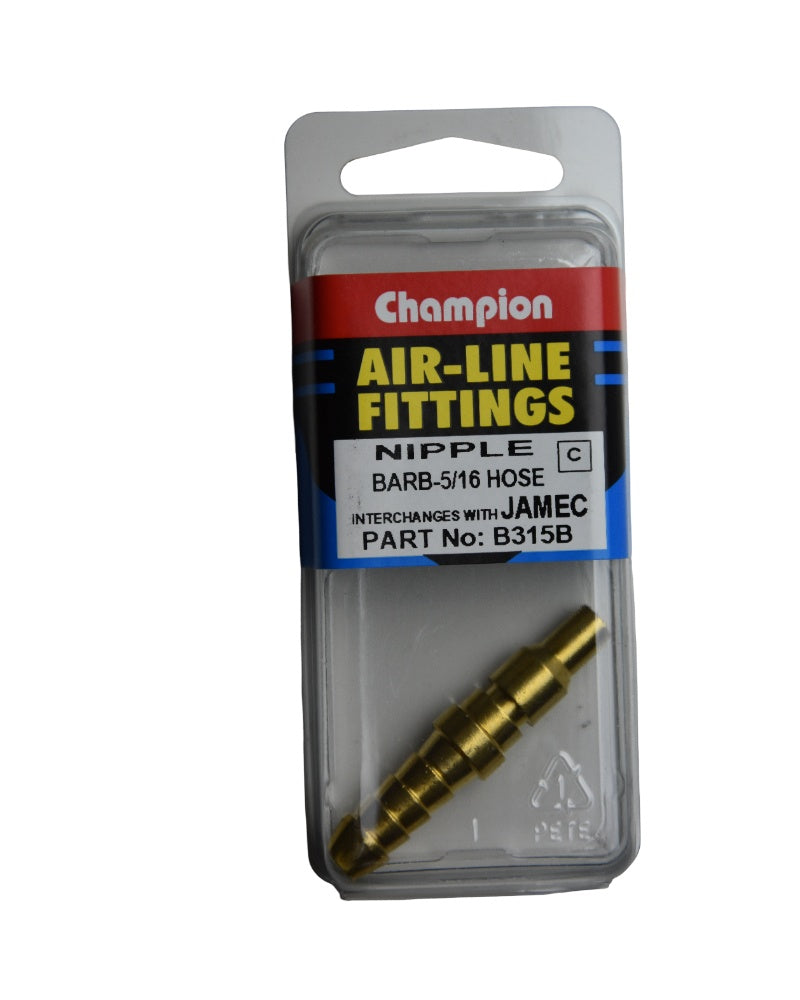 Champion Air Hose Nipple 5/16 Barb Jamec Style