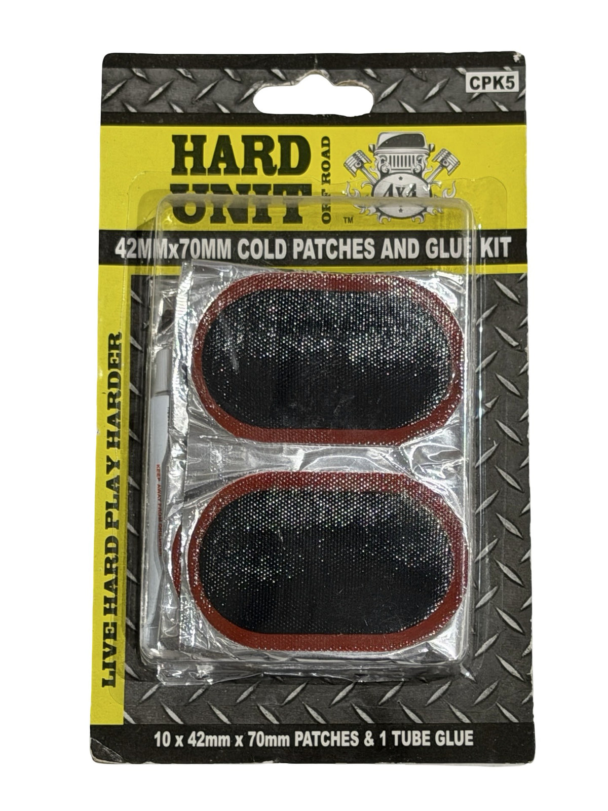 Hard Unit 42 x 70mm Cold Patches and Glue Kit (11 Piece)