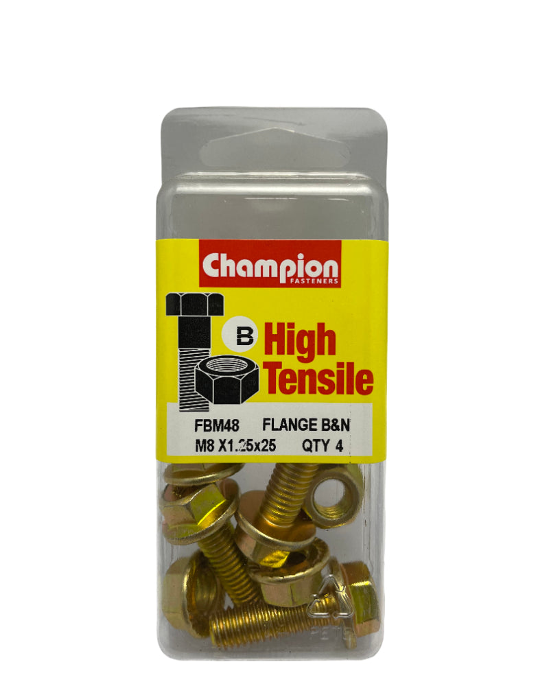 M8 Hex Flange Bolt 25mm Zinc Plated