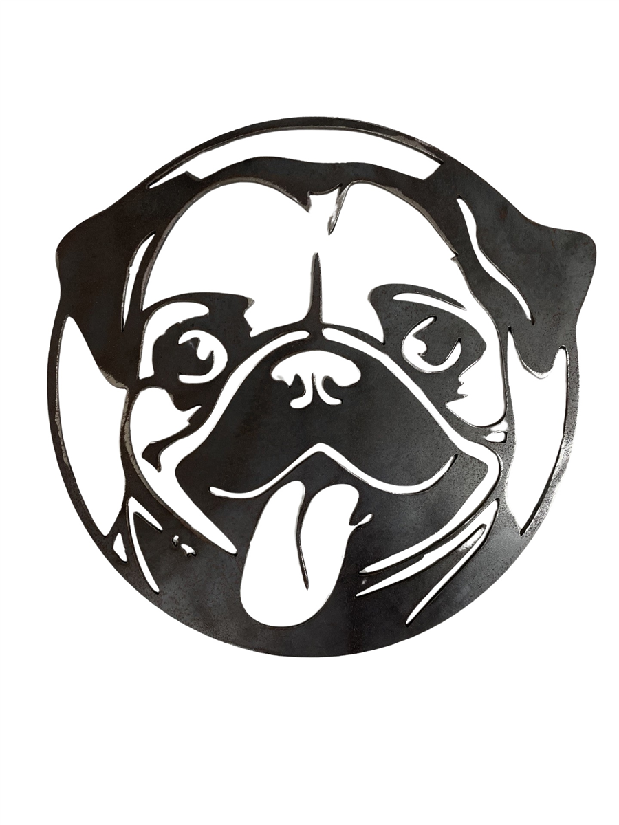 Garden art, 2mm Mild Steel Pug Face