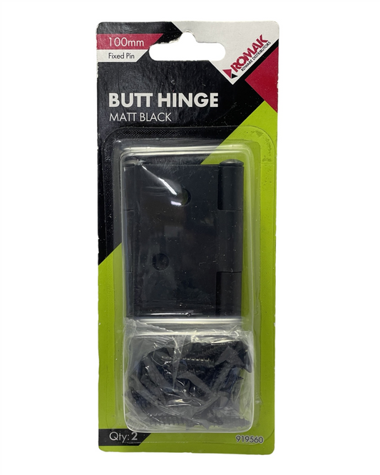 Romak Butt Hinge Black FP 100x75x1.6MM