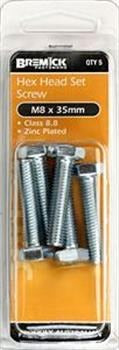 8.8 HEX SET SCR ZNC M8 X 35 PK5
