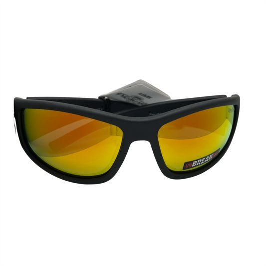 Ugly Fish Flex Unbreakable Safety Sunglasses RSU5507 - Matt Black Frame/Orange Revo Lens