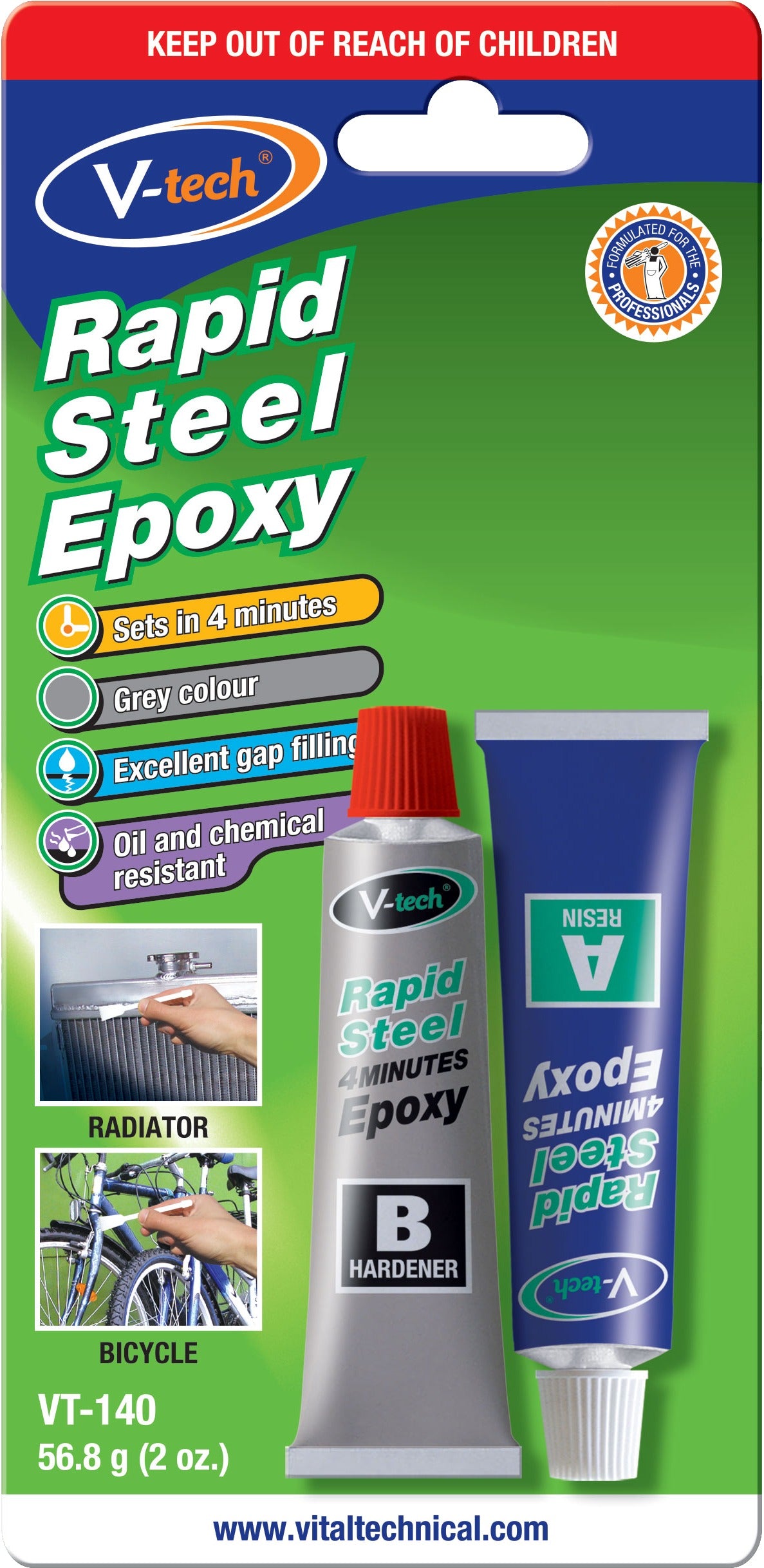 V-TECH RAPID STEEL 4 MIN EPOXY 56.8GM