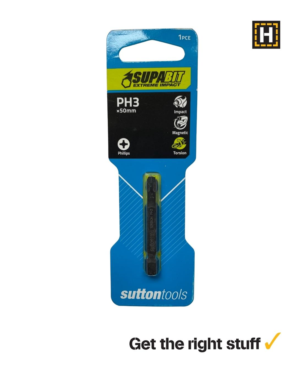 SCREWDRIVER BIT S200 SUPATORQ PHILLIPS PH3 50MM 2PK