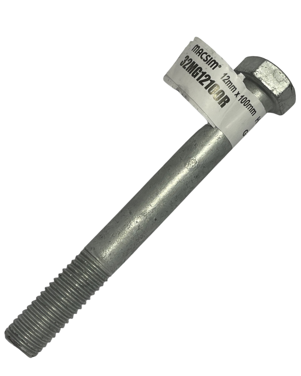 Macsim 12mm x 100 mm HEX BOLT & NUT Galvanised