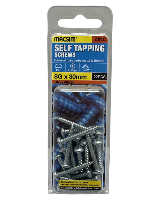 Macsim 8G x 30mm Self Tapping Screws QTY 22