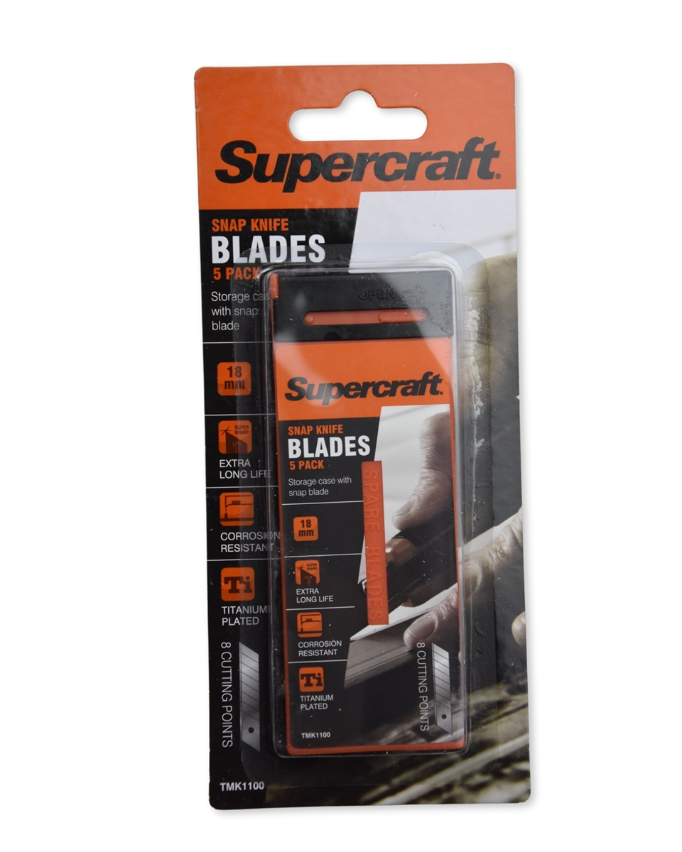 Supercraft 18mm Snap-Off Knife Blades 5 Pack