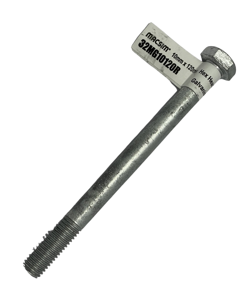 Macsim 10mm x 120 mm HEX BOLT & NUT Galvanised