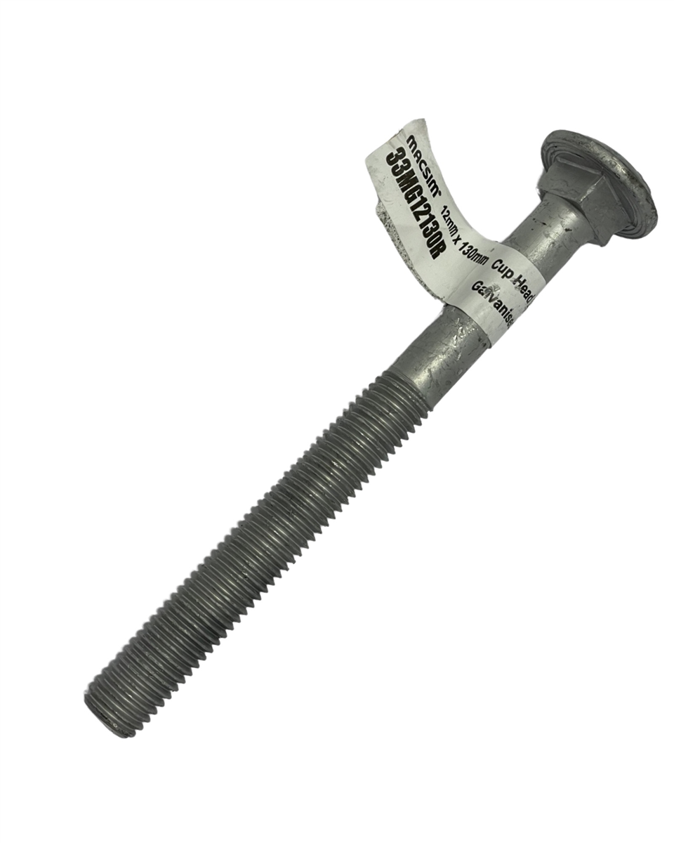 Macsim 12mm x 130 mm Cup Head BOLT & NUT Galvanised