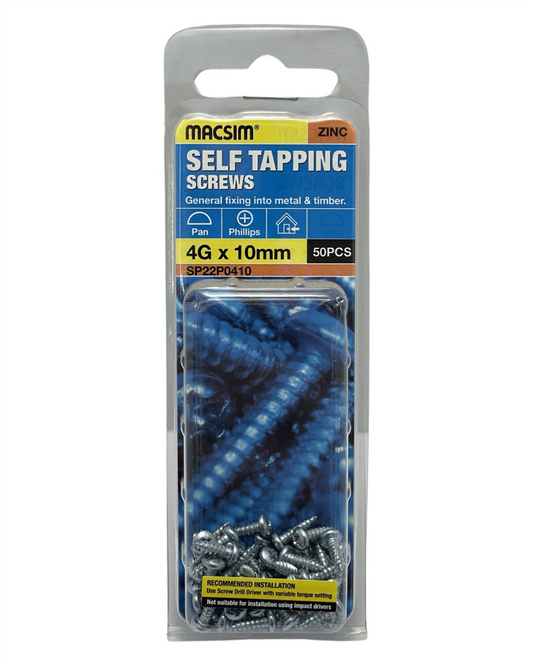 Macsim 4G x 10mm Self Tapping Screws QTY 50