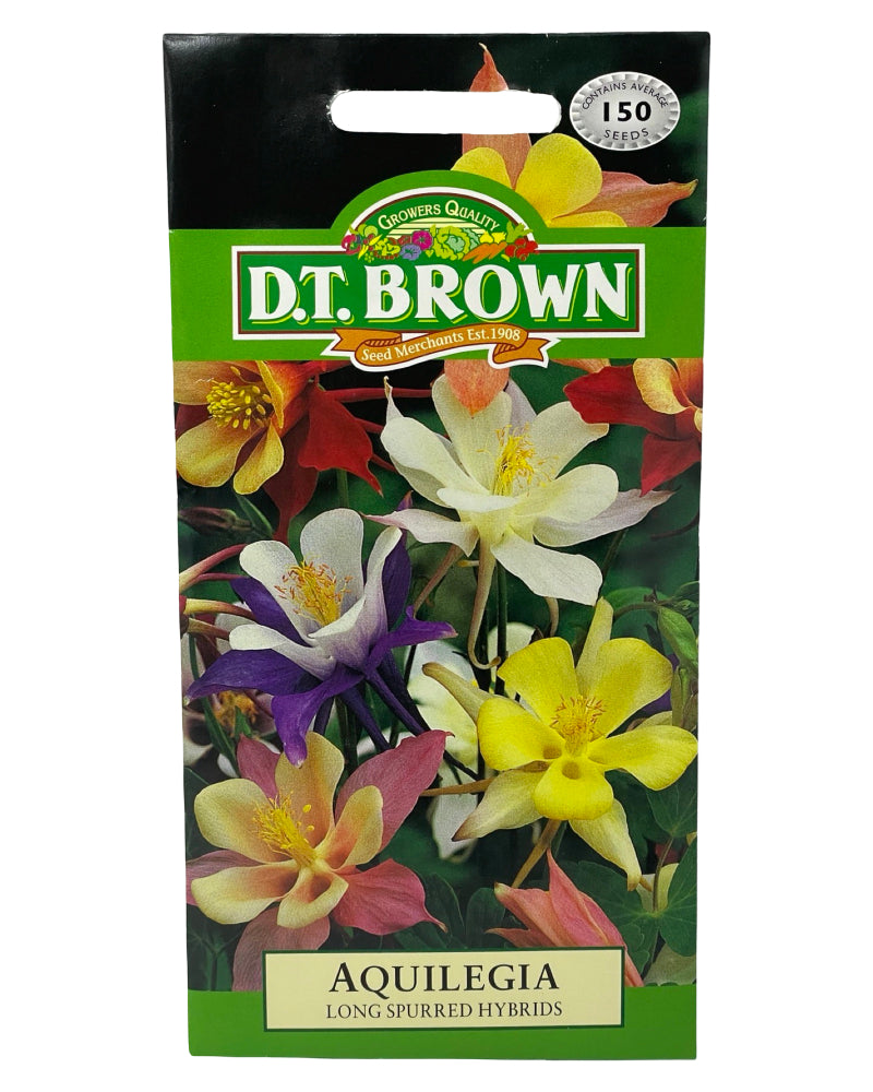D.T Brown Aquilegia Long Spurred Hybrids Seeds 150 Pack