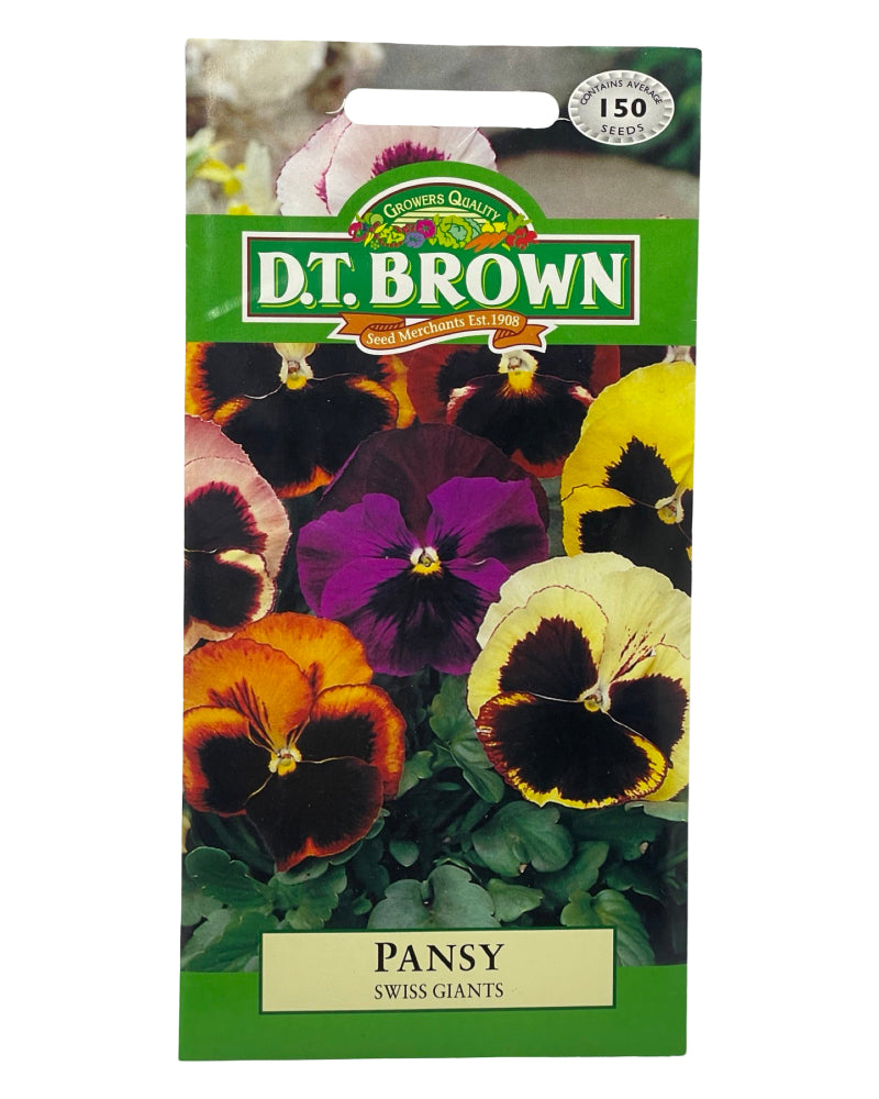 D.T Brown Pansy Swiss Giants Seeds 150 Pack