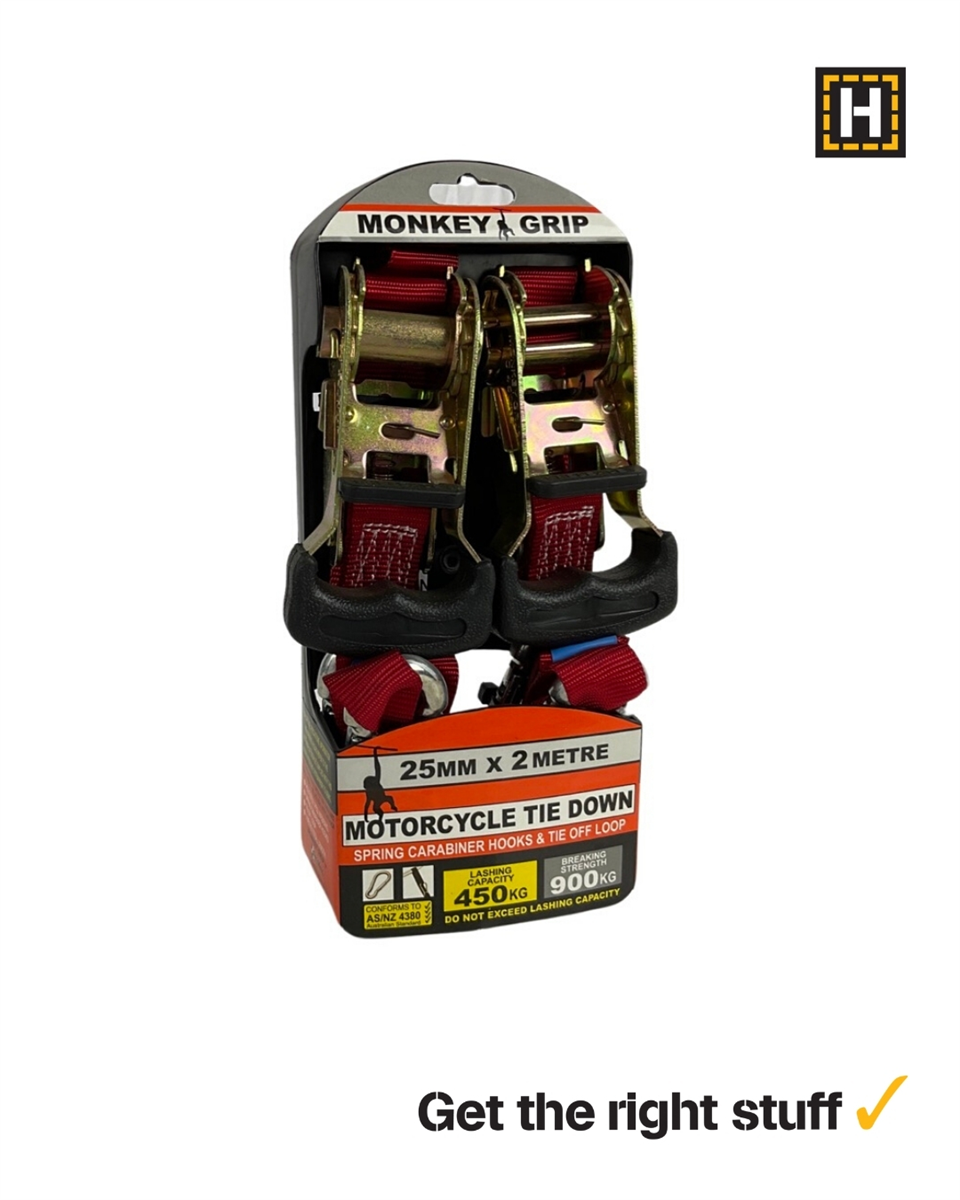 MONKEY GRIP TIE DOWN M/CYC 25mm X 2M 2 PCE