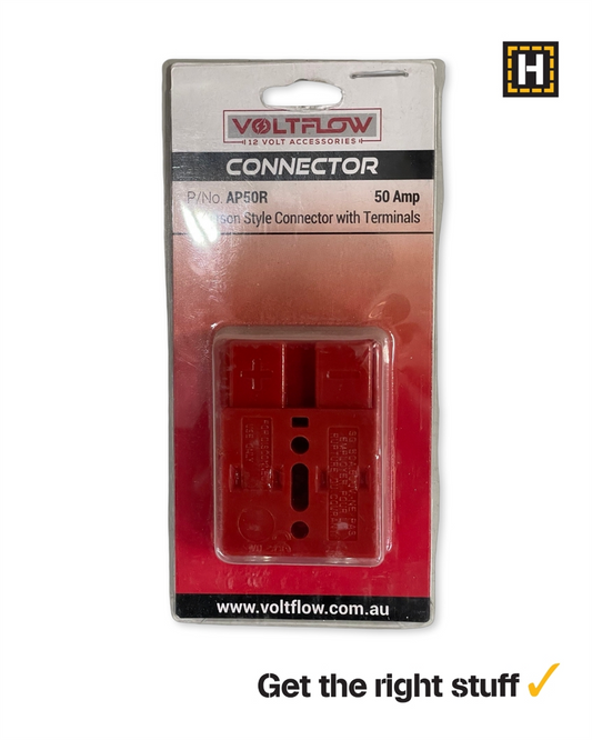 Voltflow Red Anderson Style Connector with Terminals - 50A.