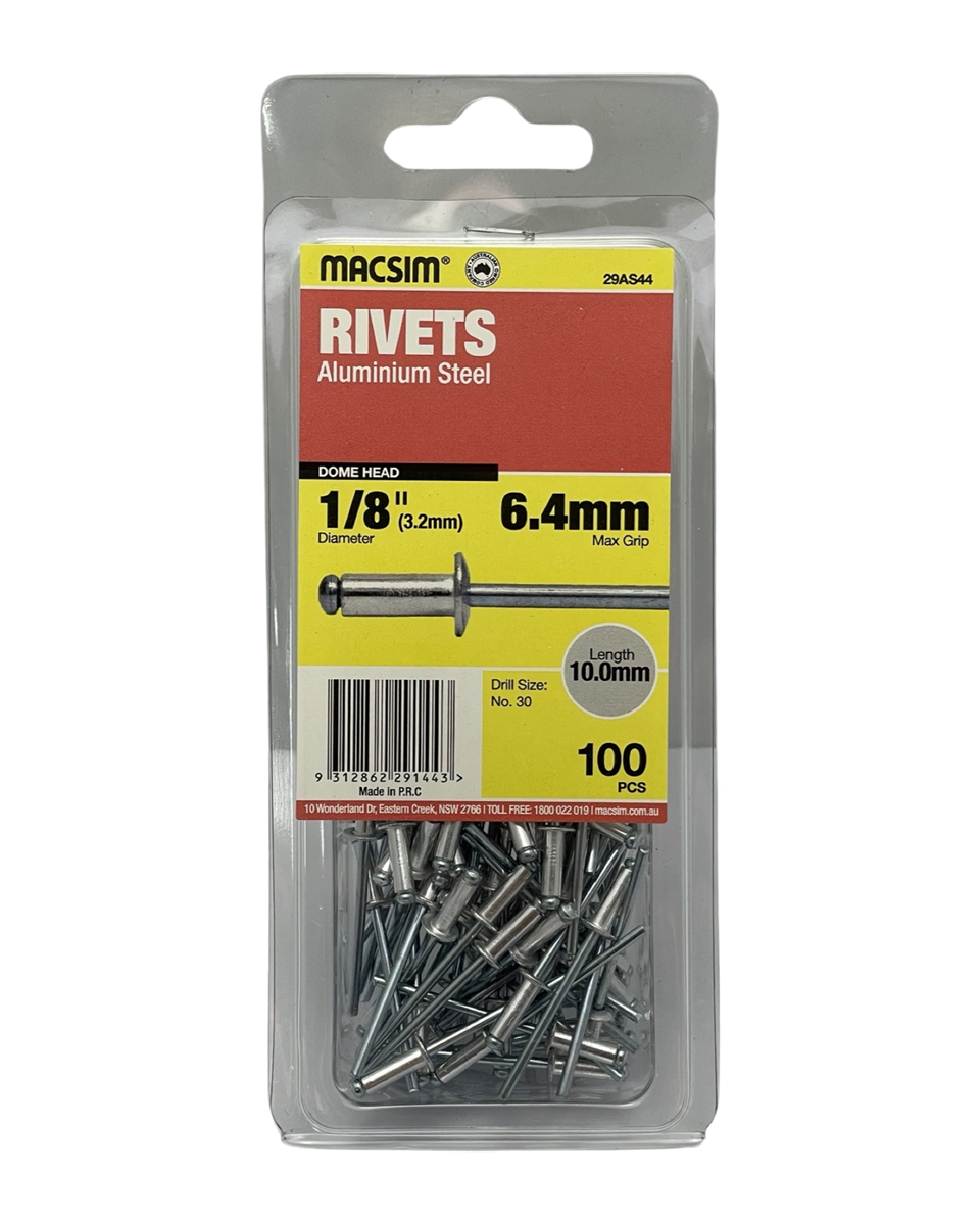MACSIM 3.2mm X 6.4mm Aluminium Rivets QTY 100