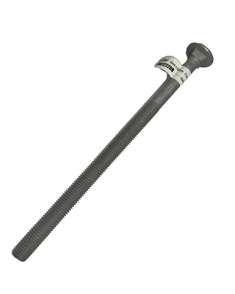 Macsim 12mm x 220 mm Cup Head BOLT & NUT Galvanised