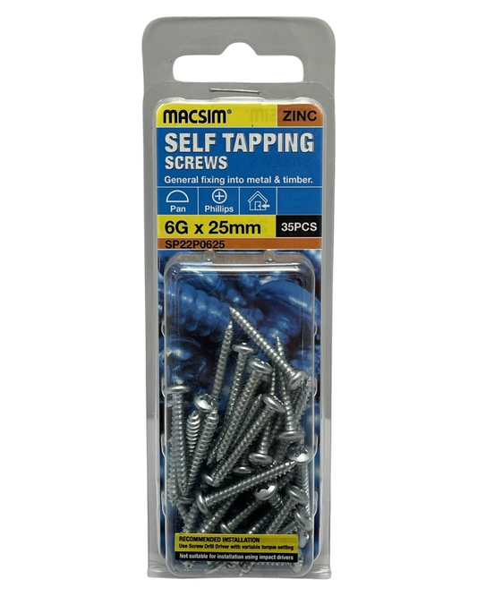 Macsim 6G x 25mm Self Tapping Screws QTY 35