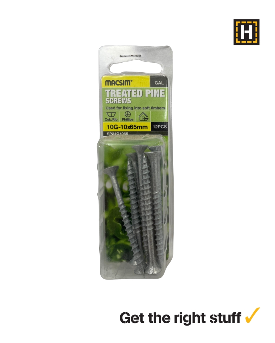 Macsim Treated Pine Screws 10g x 65mm C3 Galvanised