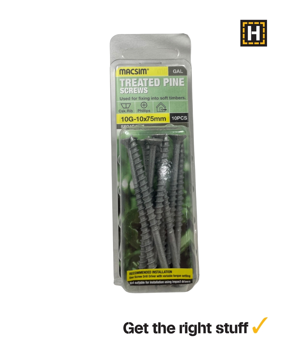Macsim Treated Pine Screws 10g x 75mm C3 Galvanised