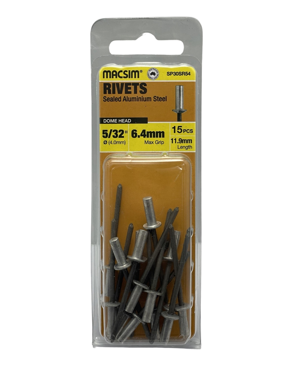 Macsim Sealed Aluminium Blind Rivets 4 x 6.4mm, 15 Pack