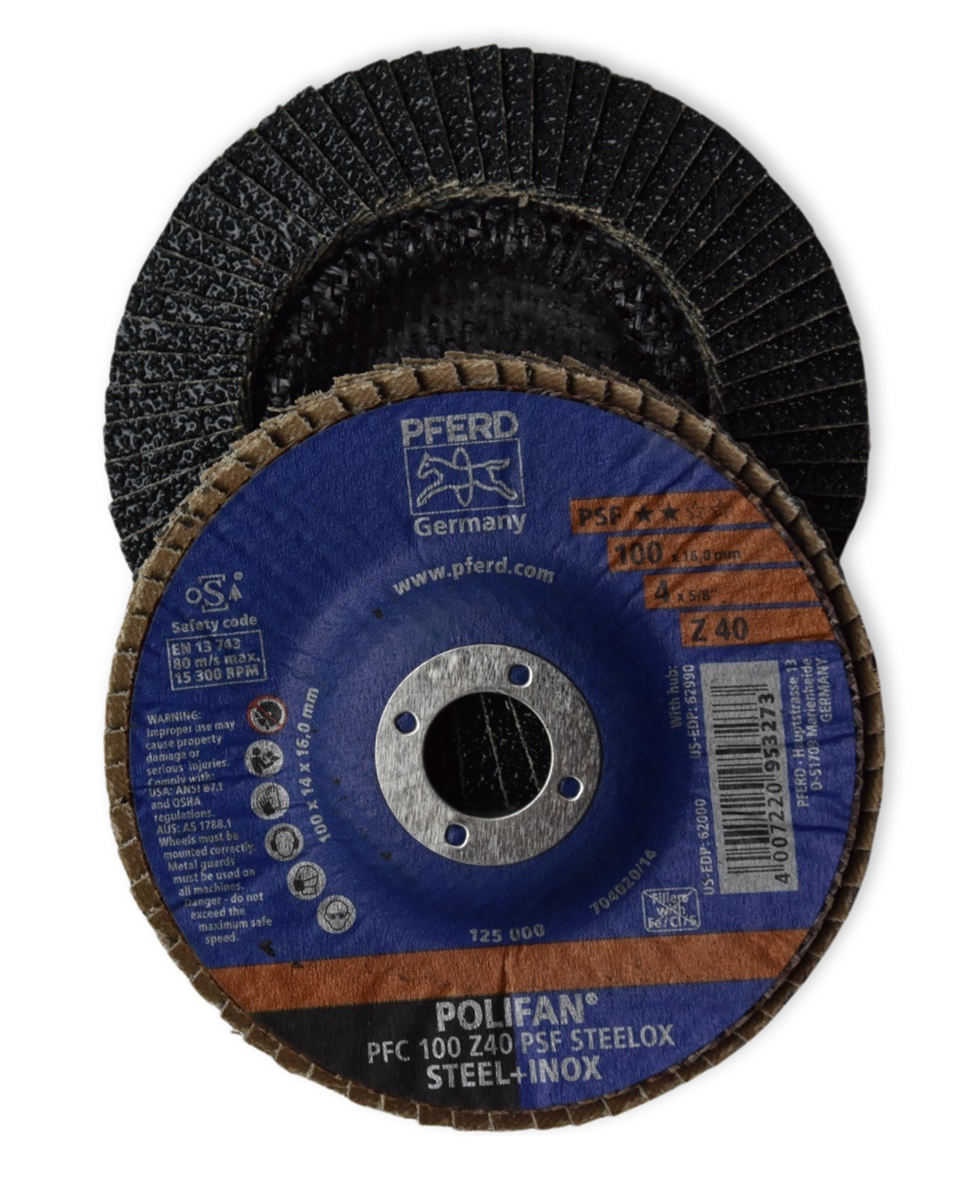 PFERD POLIFAN Flap Disc 100mm 40 Grit (Zirconia)