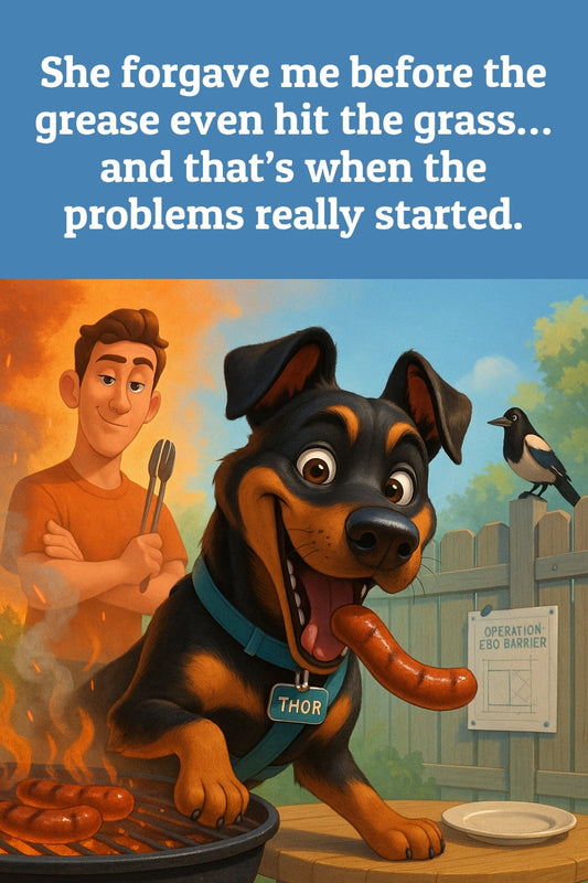 He stole a sausage. I forgave him too fast.