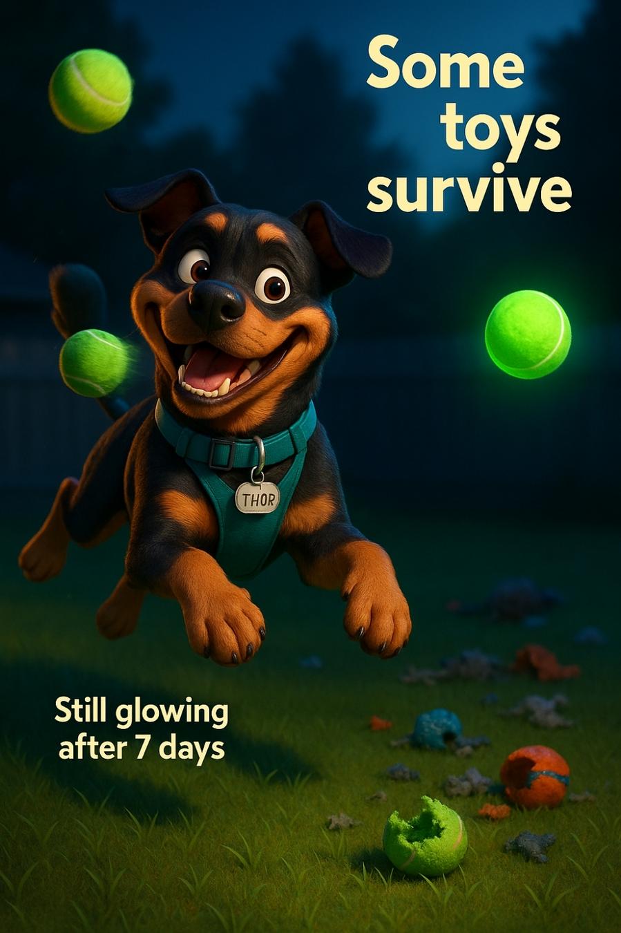 Chuckit says it glows. I say it glows… and lives to tell the tail. 👇
