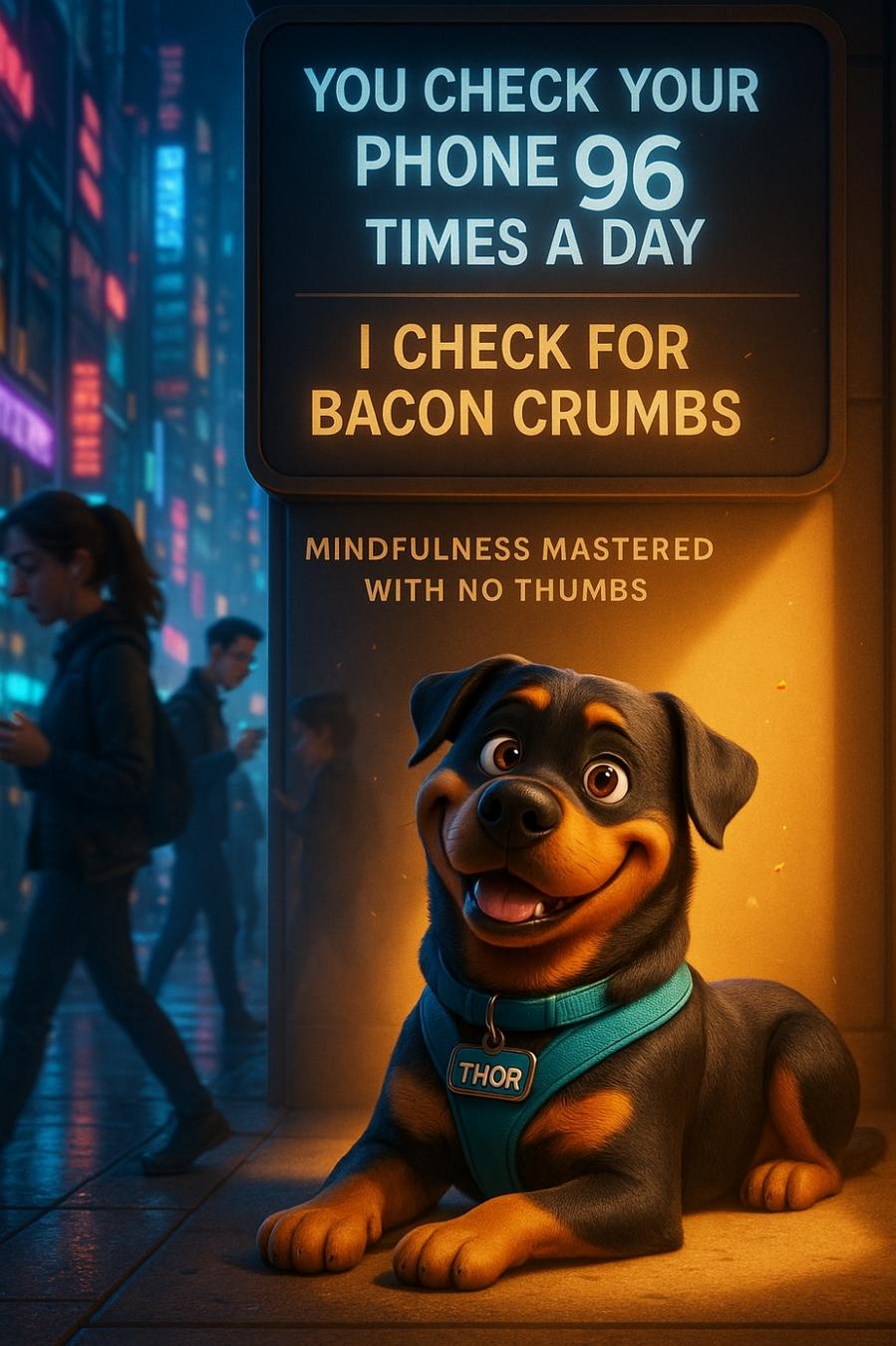 You check your phone. I nap in sunbeams. Who’s really winning here? 👇