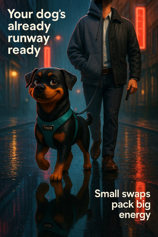 Your dog’s matching their harness to your flop era 👇